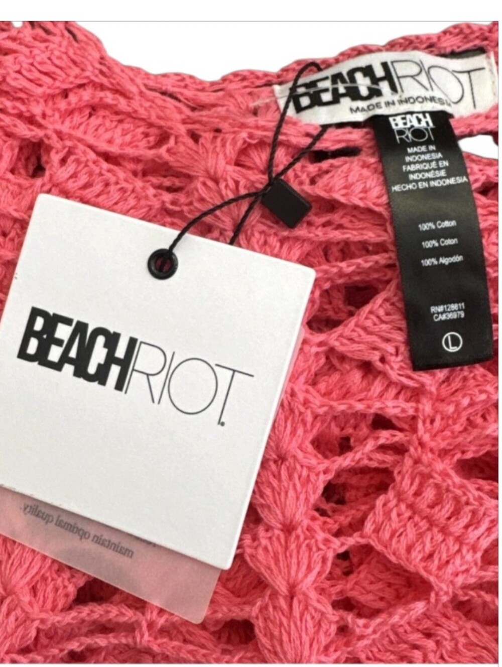 Beach Riot Ariana Crochet Maxi Dress Hot Coral L NWT Cover Up Knit - Picture 9 of 15